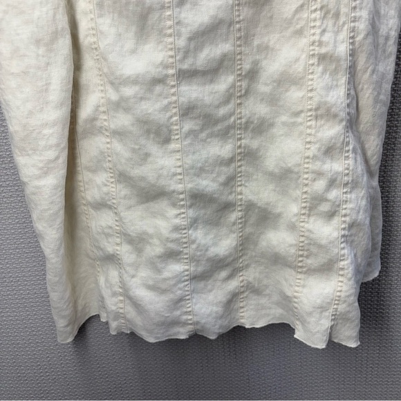 J. Jill 100% Linen Cream Maxi Dress Size 12- Lined Summer Wedding Sleeveless - Picture 4 of 8